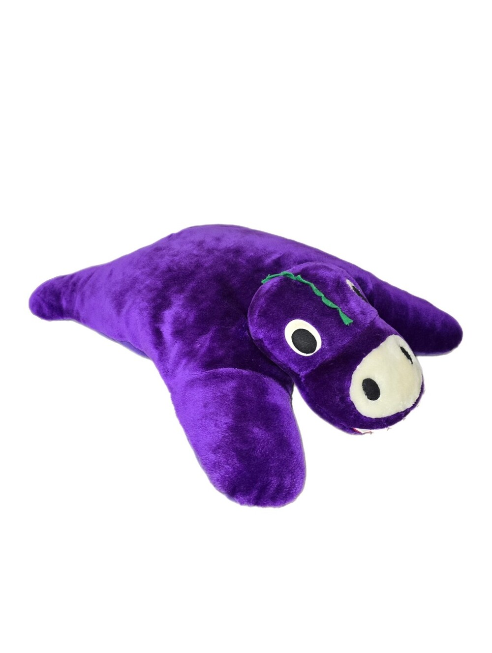 Vtg Purple & Green Dinosaur Plush Pillow Buddy Walmart 90's Rare 24" *Small Flaw